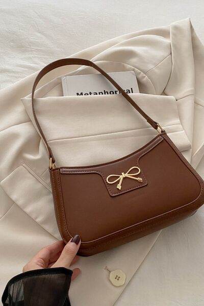 Bow Trim PU Leather Shoulder Bag - MARIGOLD 