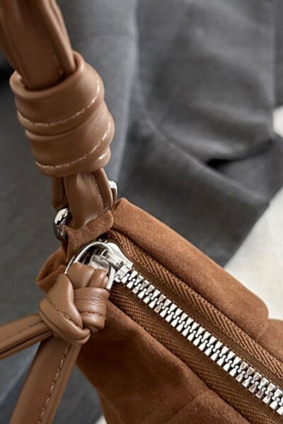 Suede Croissant Shape Shoulder Bag - MARIGOLD 