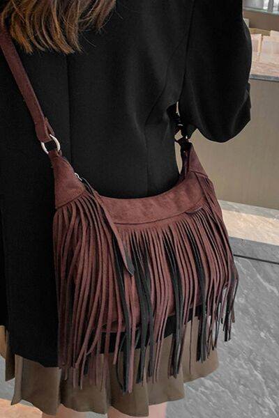 The Suede Fringe Crossbody Shoulder Bag - MARIGOLD 
