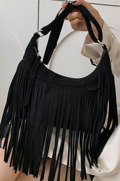 The Suede Fringe Crossbody Shoulder Bag - MARIGOLD 