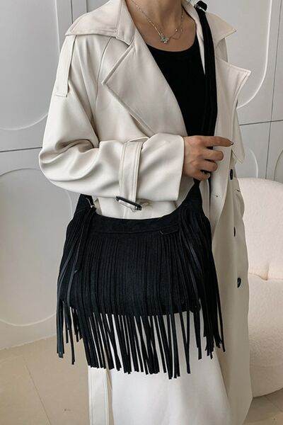 The Suede Fringe Crossbody Shoulder Bag - MARIGOLD 