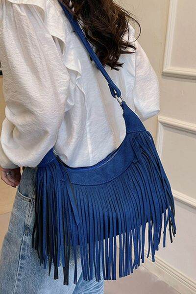 The Suede Fringe Crossbody Shoulder Bag - MARIGOLD 