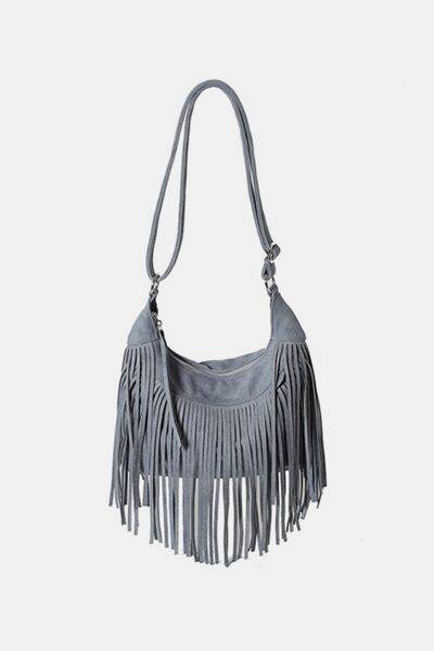 The Suede Fringe Crossbody Shoulder Bag - MARIGOLD 