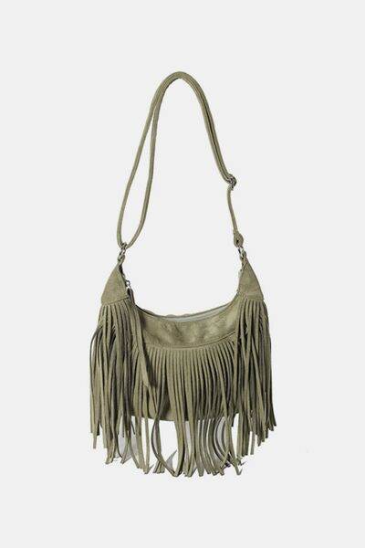 The Suede Fringe Crossbody Shoulder Bag - MARIGOLD 