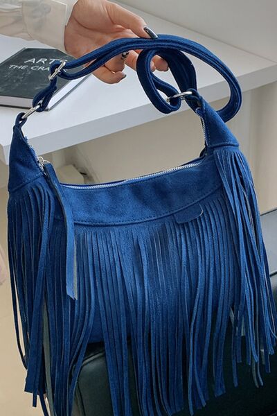 The Suede Fringe Crossbody Shoulder Bag - MARIGOLD 