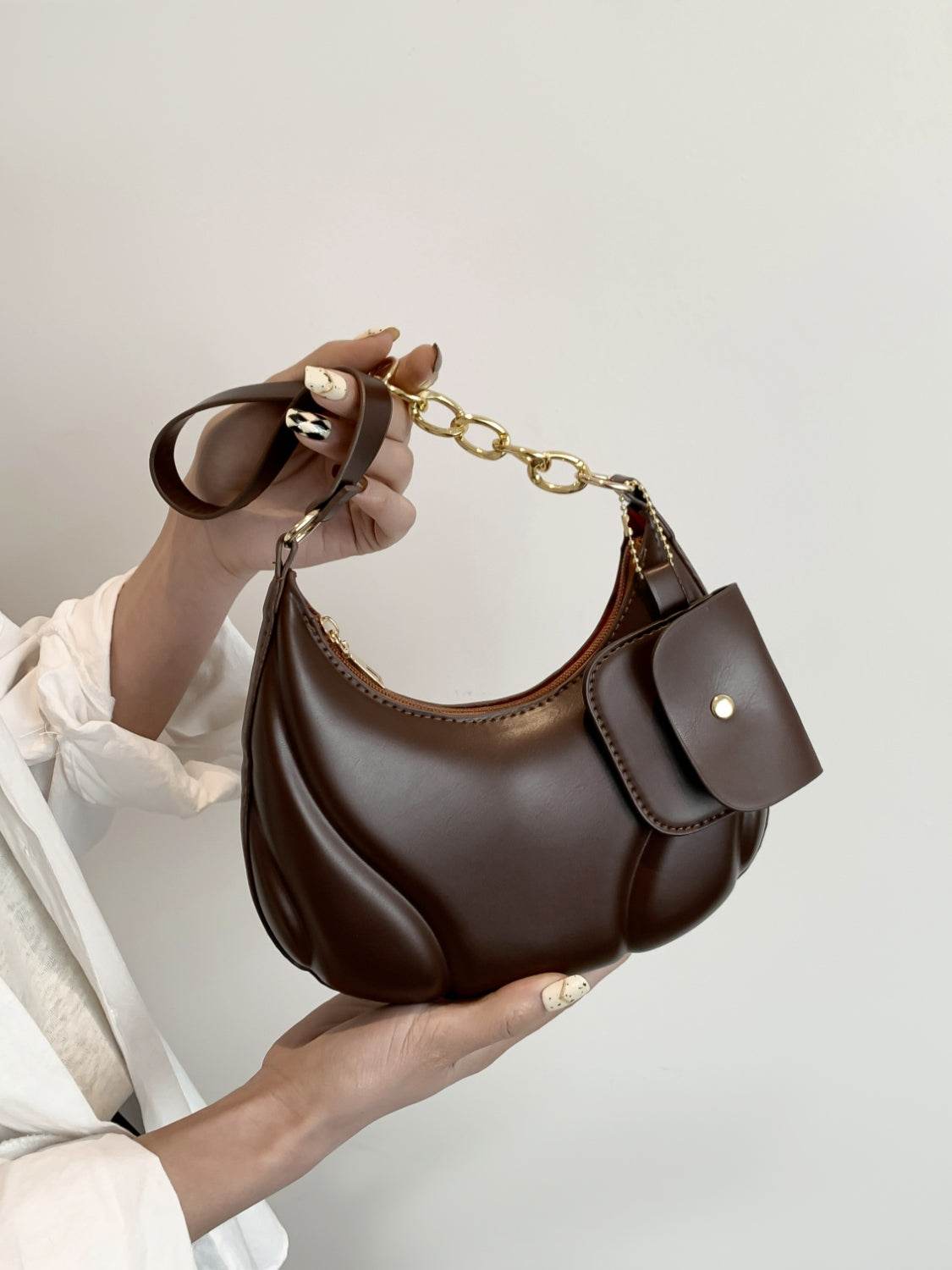 PU Leather Shoulder Bag with EarPods Bag - MARIGOLD 
