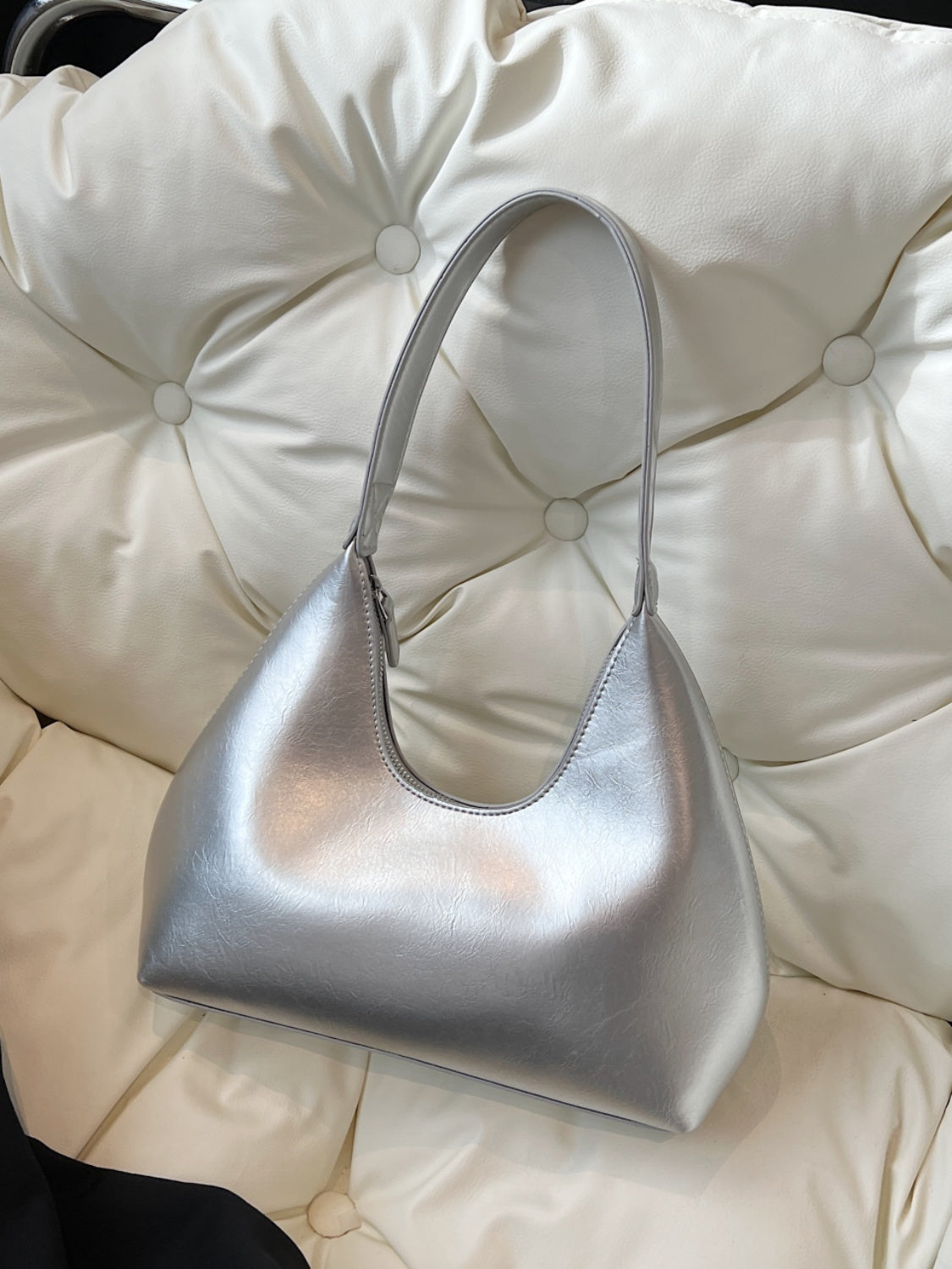 Minimalist Baguette Zip Shoulder Bag - MARIGOLD 