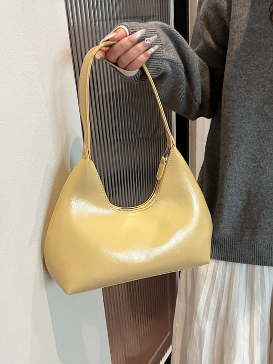 Minimalist Baguette Zip Shoulder Bag - MARIGOLD 