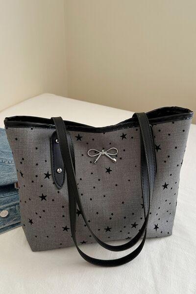 Bow Trim Polyester Tote Bag - MARIGOLD 