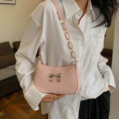 Bow PU Leather Shoulder Bag - MARIGOLD 