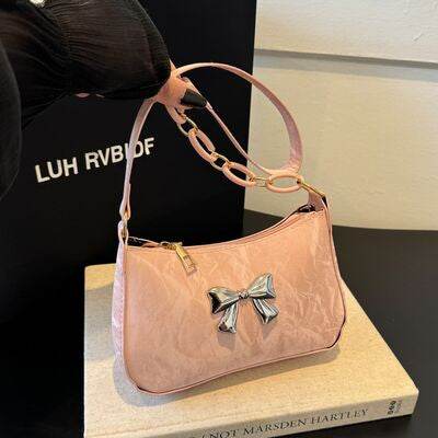 Bow PU Leather Shoulder Bag - MARIGOLD 
