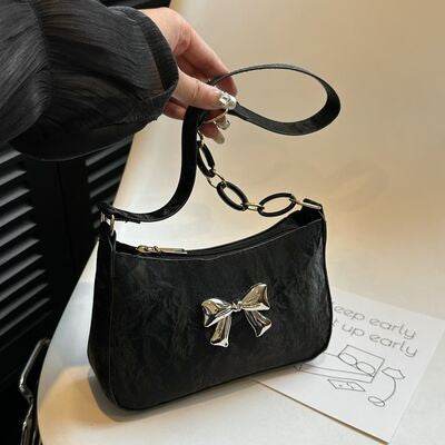 Bow PU Leather Shoulder Bag - MARIGOLD 