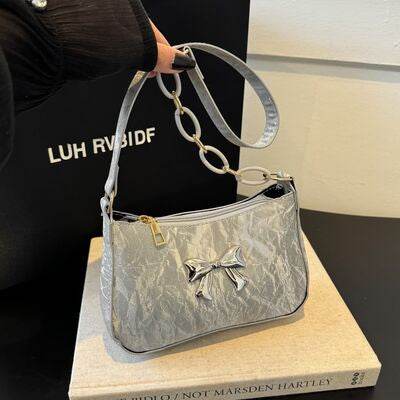 Bow PU Leather Shoulder Bag - MARIGOLD 