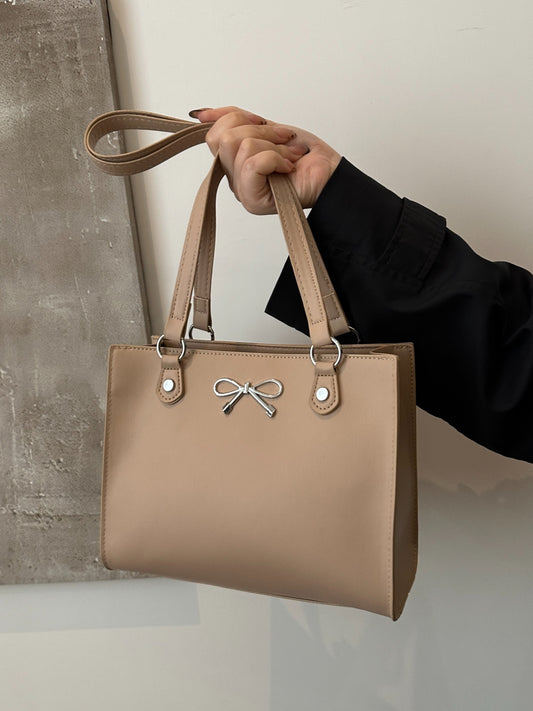 Bow PU Leather Shoulder Bag - MARIGOLD 
