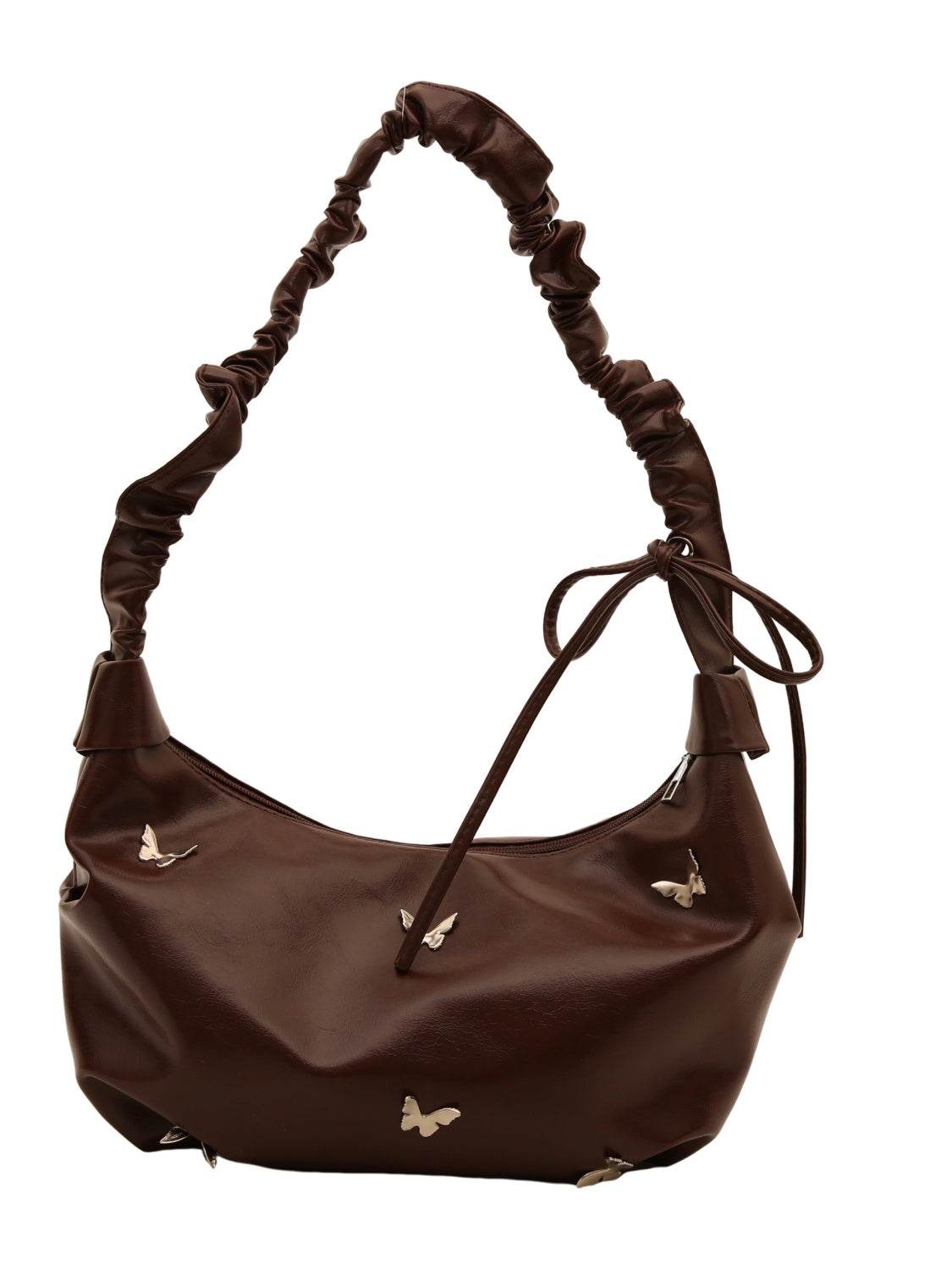 Butterfly Ruched Strap Shoulder Bag - MARIGOLD 