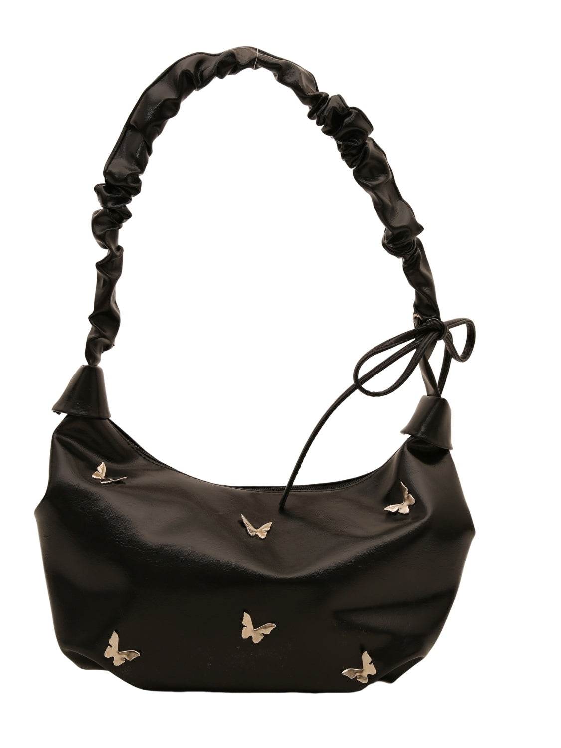 Butterfly Ruched Strap Shoulder Bag - MARIGOLD 