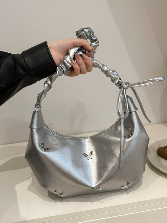 Butterfly Ruched Strap Shoulder Bag - MARIGOLD 
