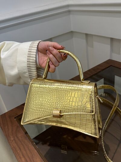 Retro Crocodile PU Leather Crossbody/Handbag - MARIGOLD 