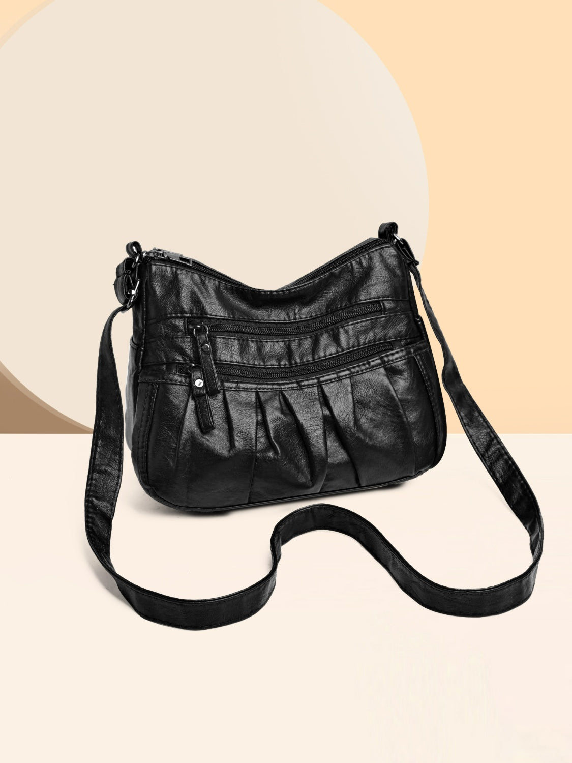 Multi-Pocket Ruched Adjustable Shoulder Bag - MARIGOLD 