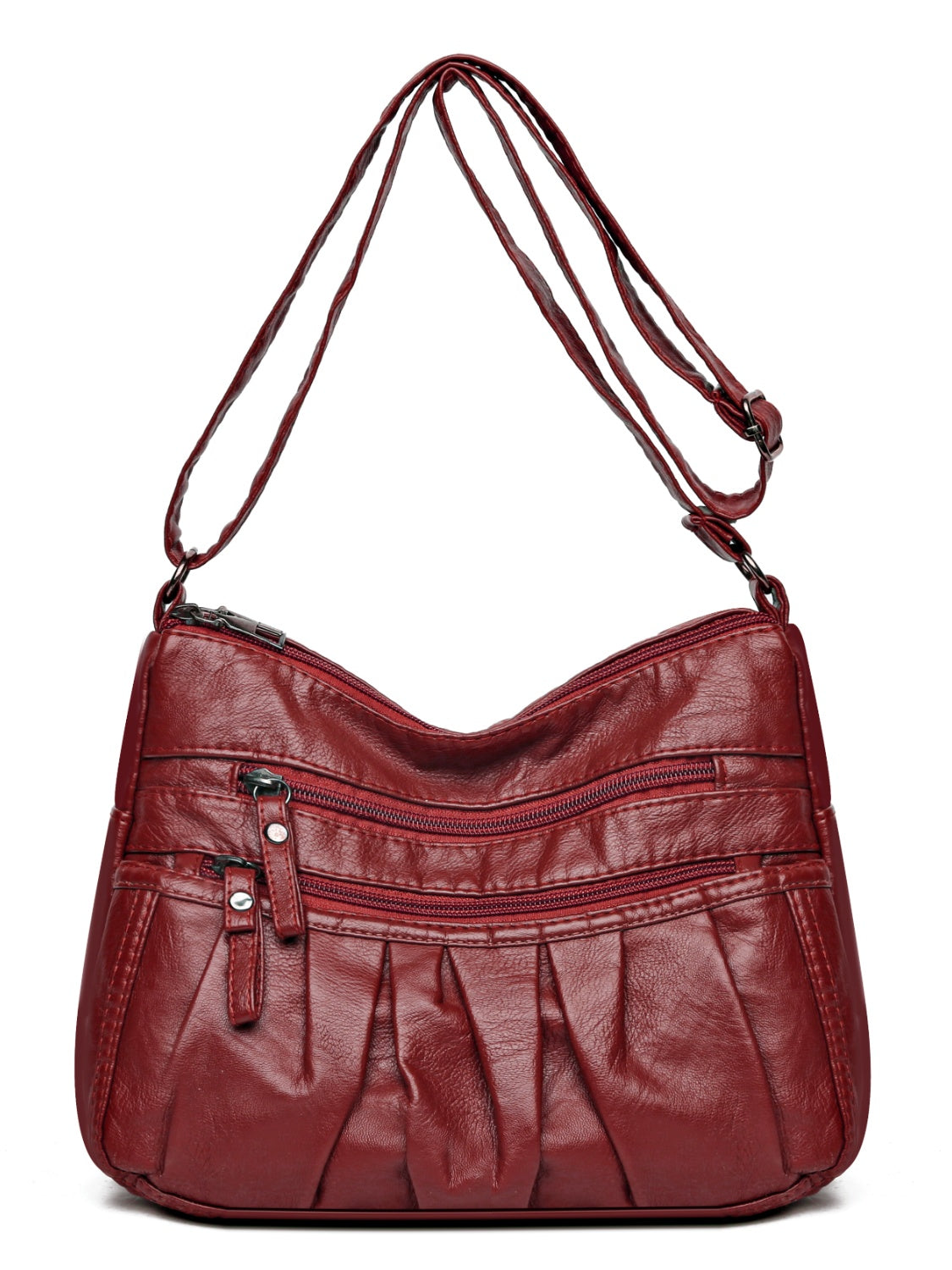 Multi-Pocket Ruched Adjustable Shoulder Bag - MARIGOLD 