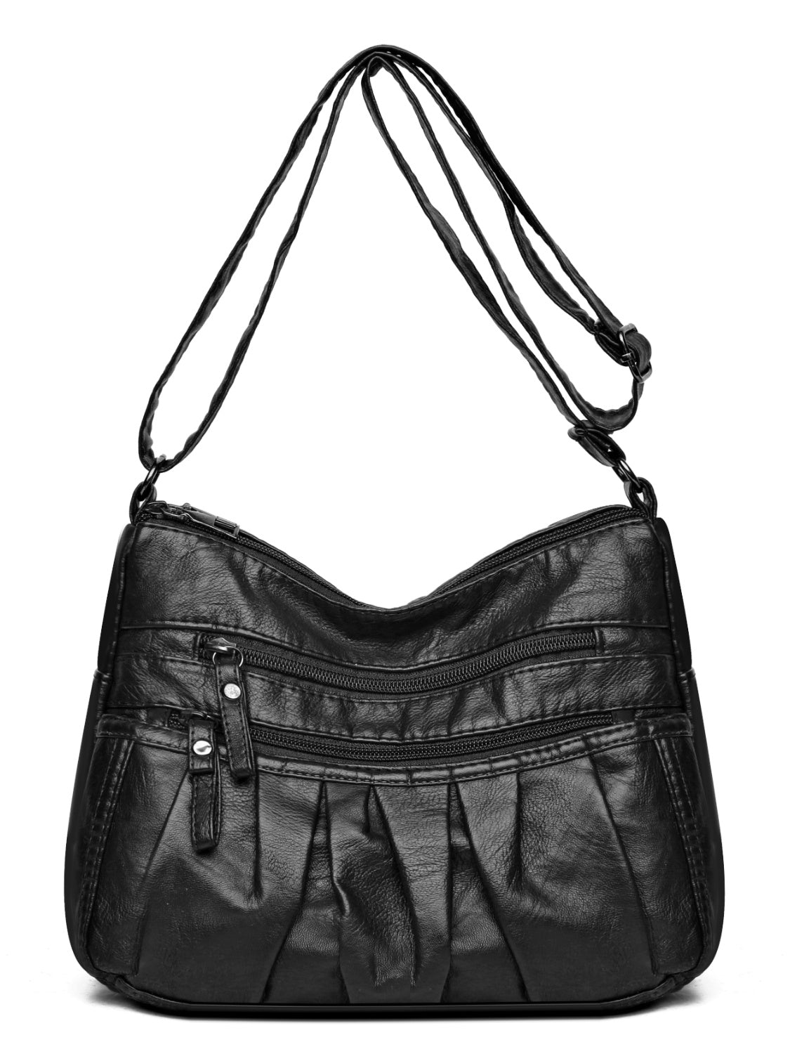 Multi-Pocket Ruched Adjustable Shoulder Bag - MARIGOLD 