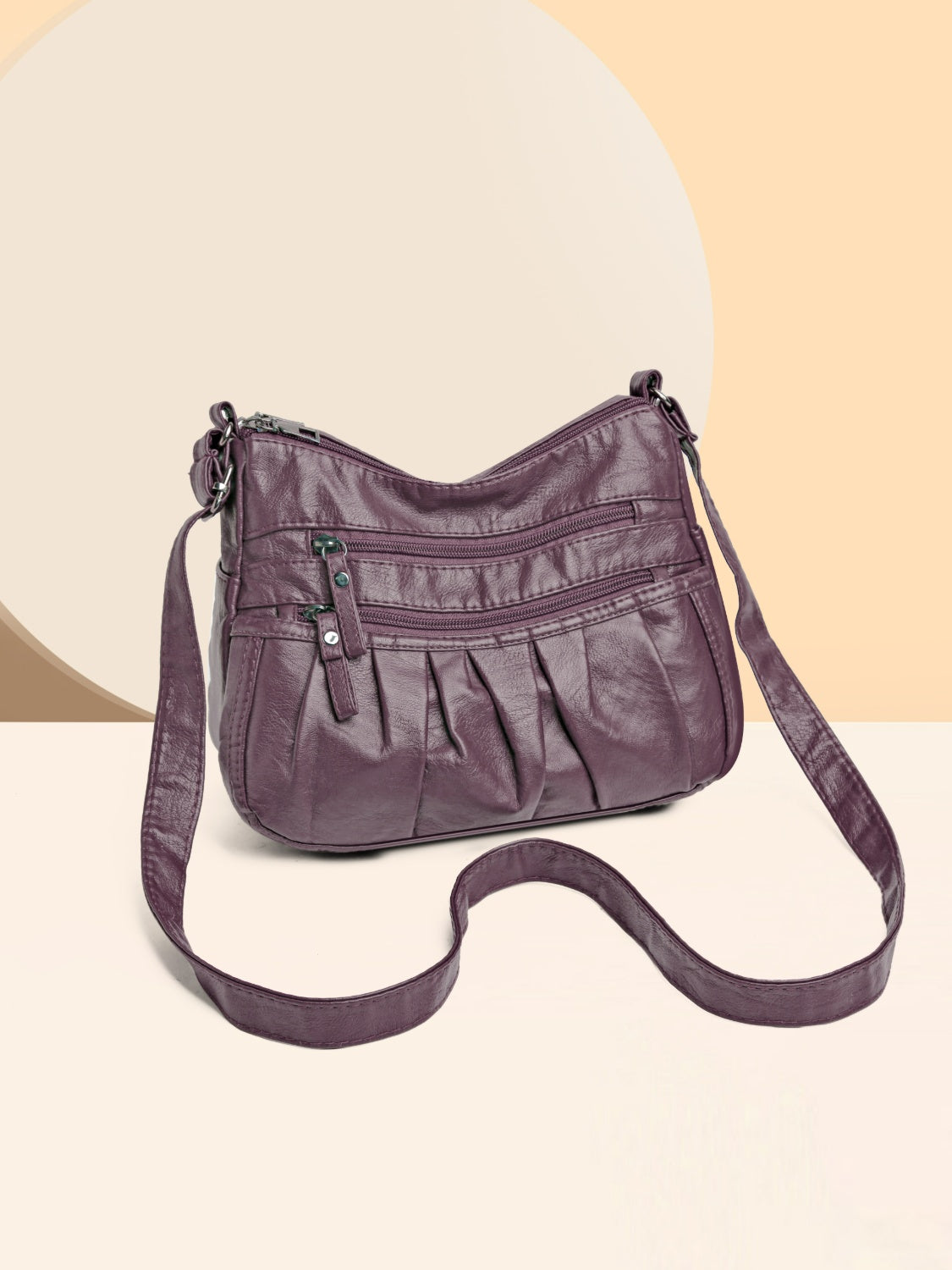 Multi-Pocket Ruched Adjustable Shoulder Bag - MARIGOLD 