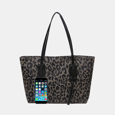 PU Leather Leopard Tote Bag - MARIGOLD 