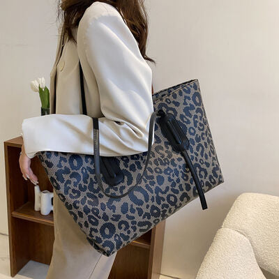 PU Leather Leopard Tote Bag - MARIGOLD 
