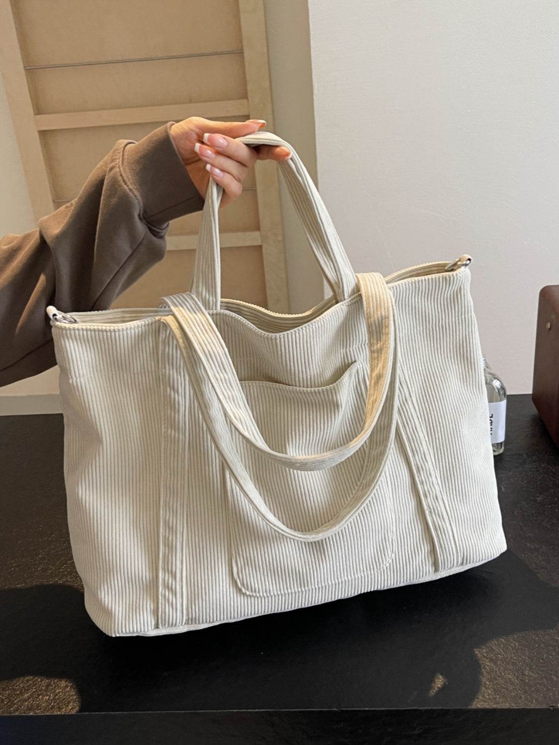 Corduroy Large Multi-Handle Tote Bag - MARIGOLD 