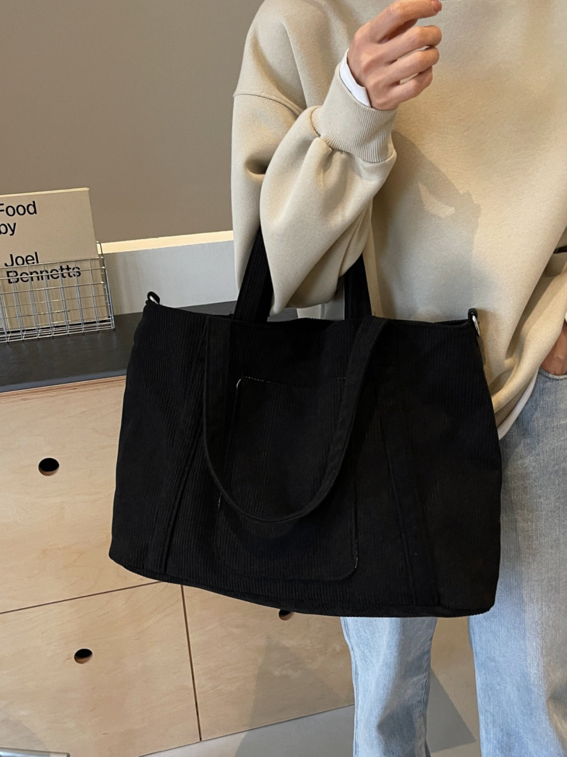 Corduroy Large Multi-Handle Tote Bag - MARIGOLD 