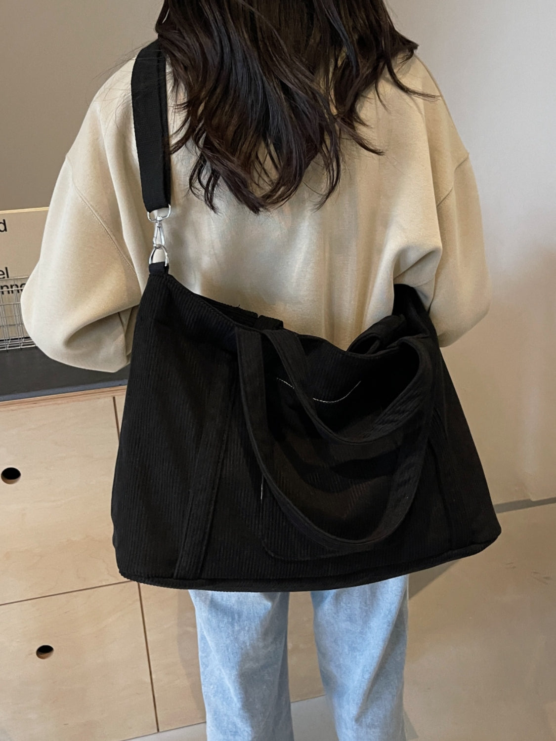 Corduroy Large Multi-Handle Tote Bag - MARIGOLD 