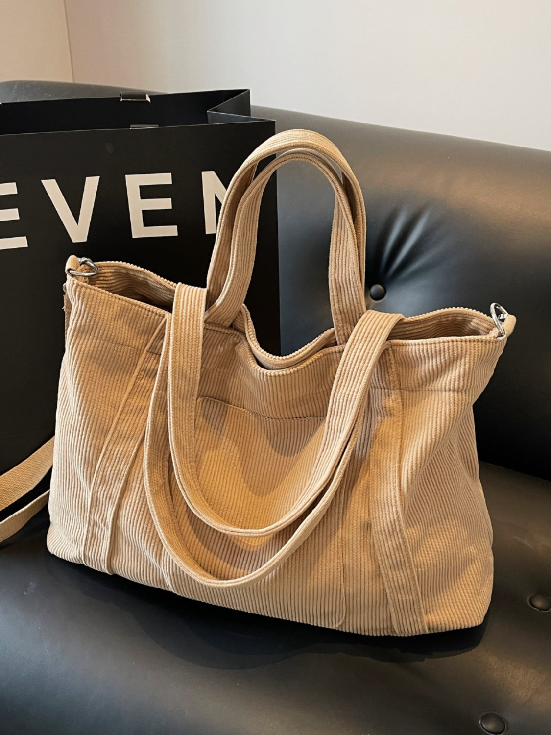 Corduroy Large Multi-Handle Tote Bag - MARIGOLD 