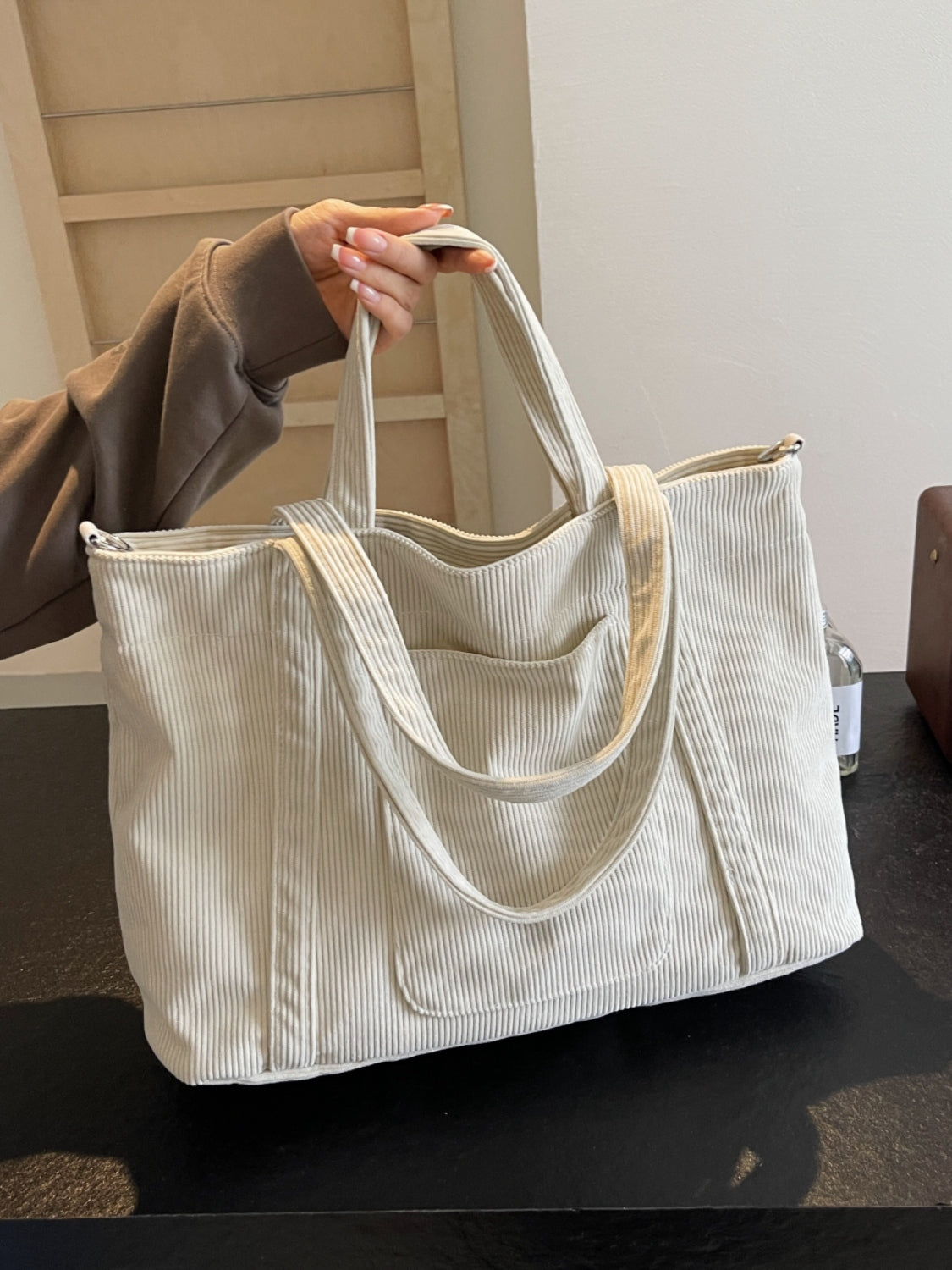 Corduroy Large Multi-Handle Tote Bag - MARIGOLD 