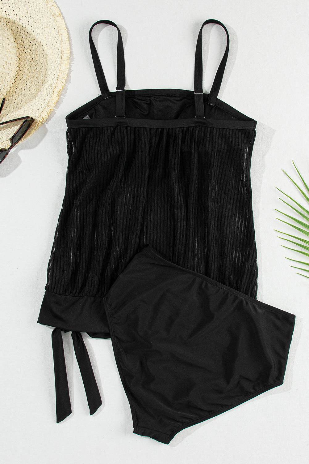 Square Neck Spaghetti Strap Tankini Set - MARIGOLD 
