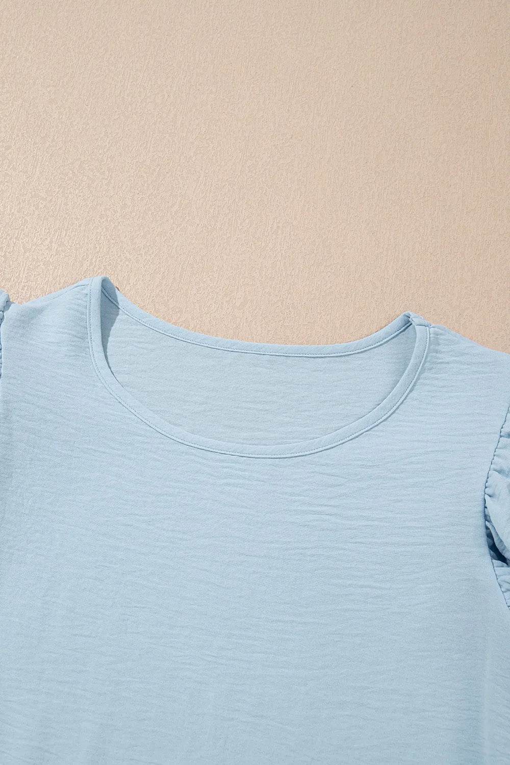 Solid Color Ruffled Short Sleeve Casual Blouse - MARIGOLD 