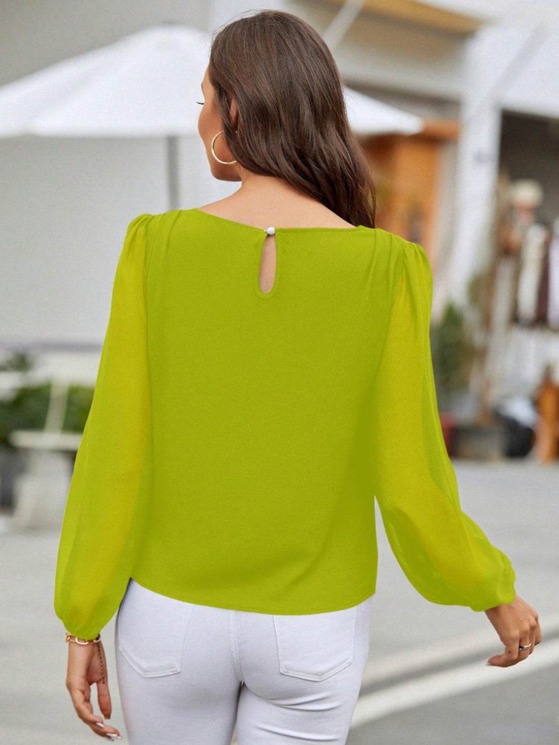 Classic Balloon Long Sleeve Blouse - MARIGOLD 