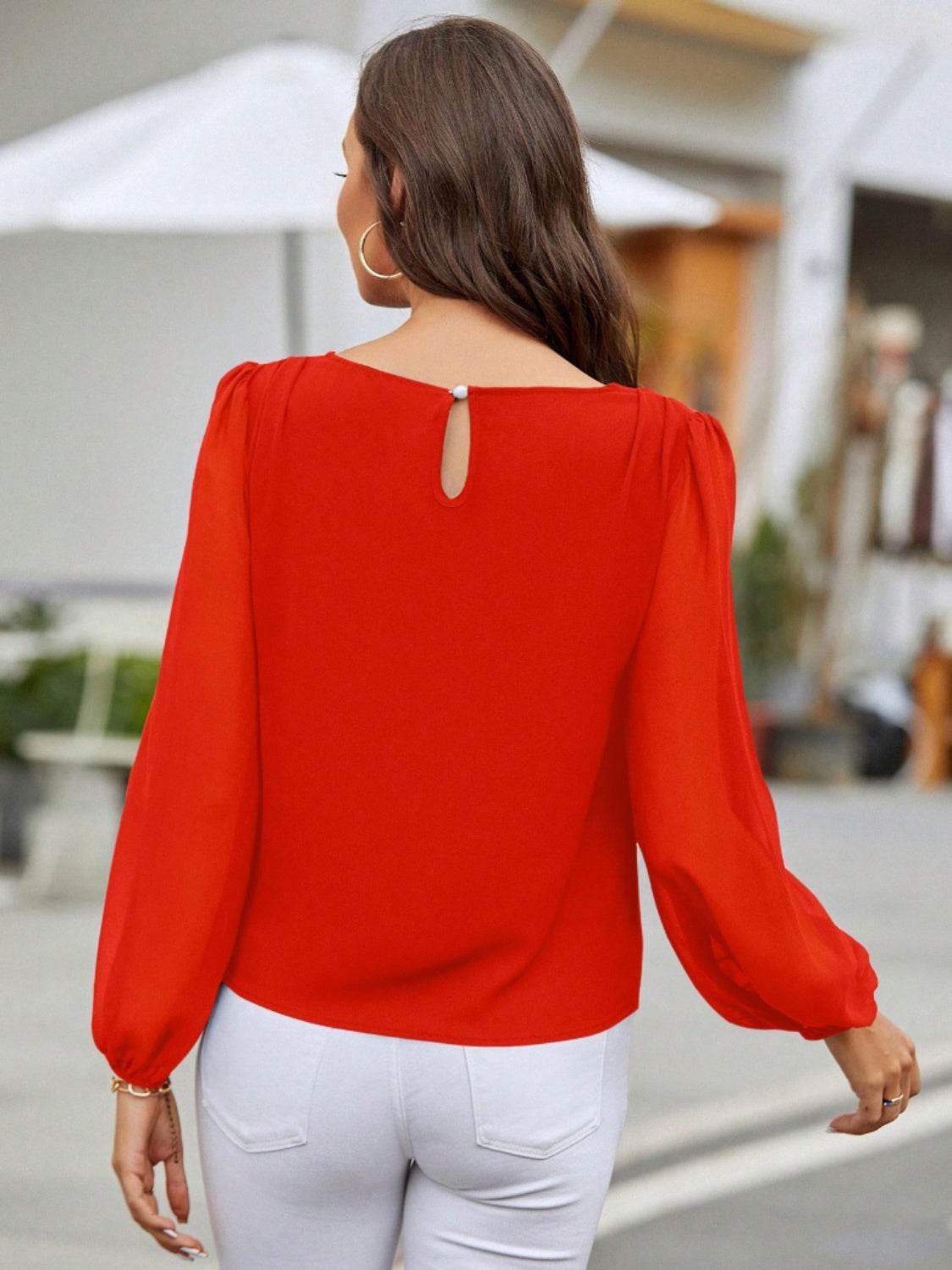 Classic Balloon Long Sleeve Blouse - MARIGOLD 