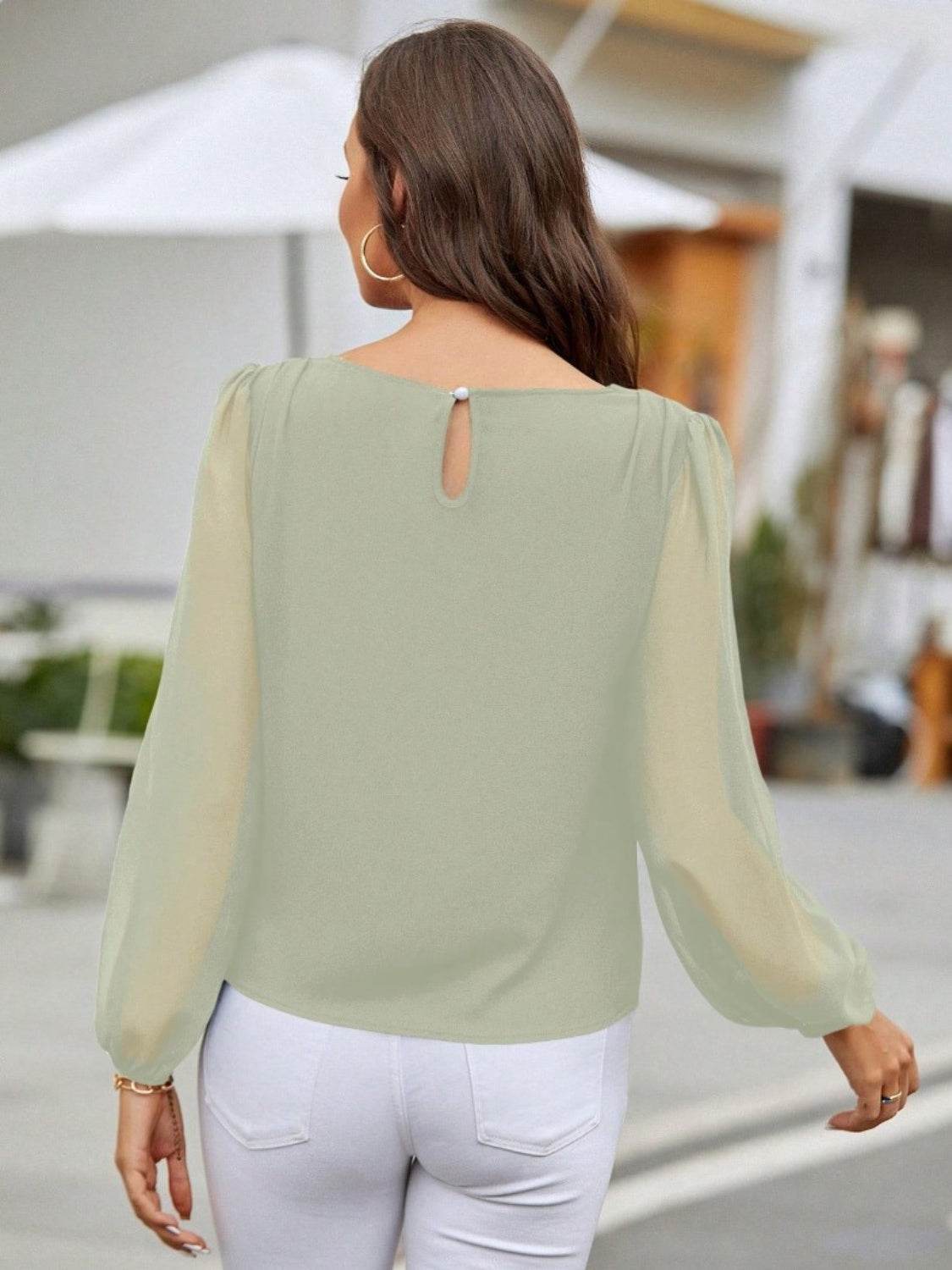 Classic Balloon Long Sleeve Blouse - MARIGOLD 