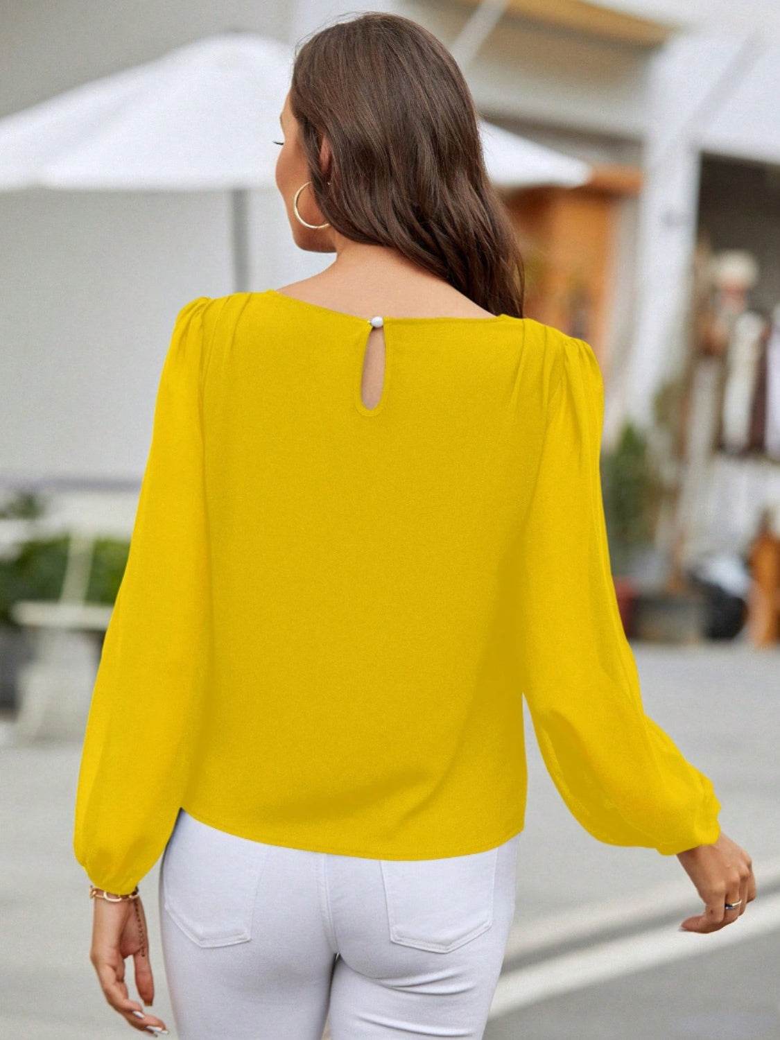 Classic Balloon Long Sleeve Blouse - MARIGOLD 