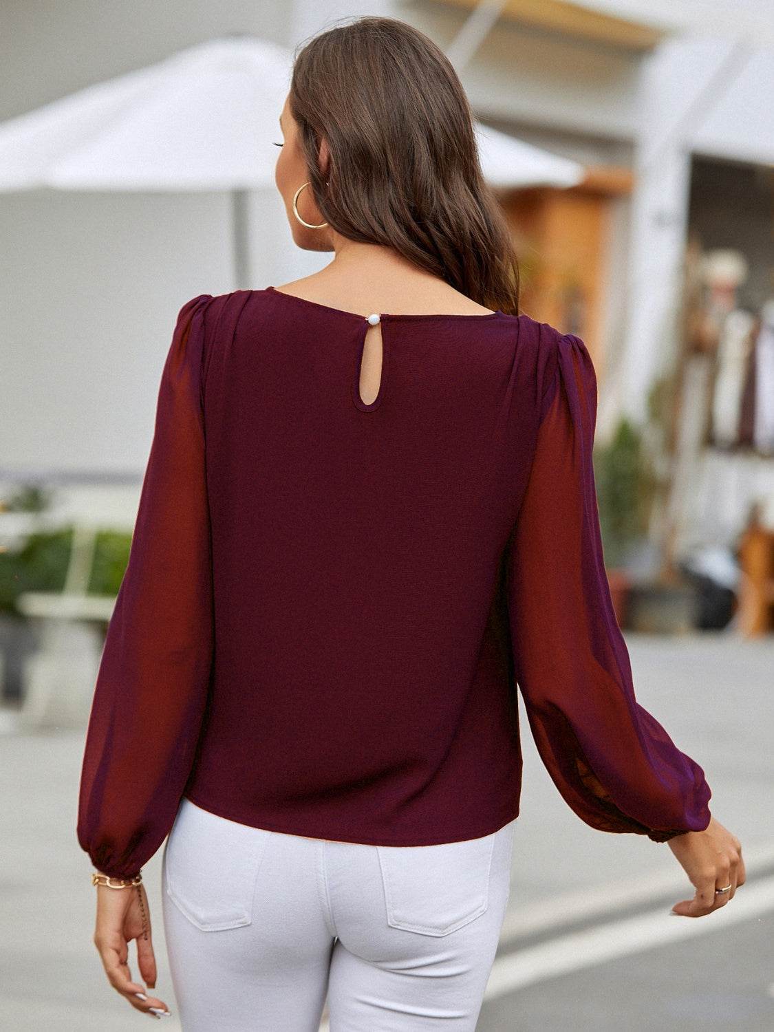 Classic Balloon Long Sleeve Blouse - MARIGOLD 