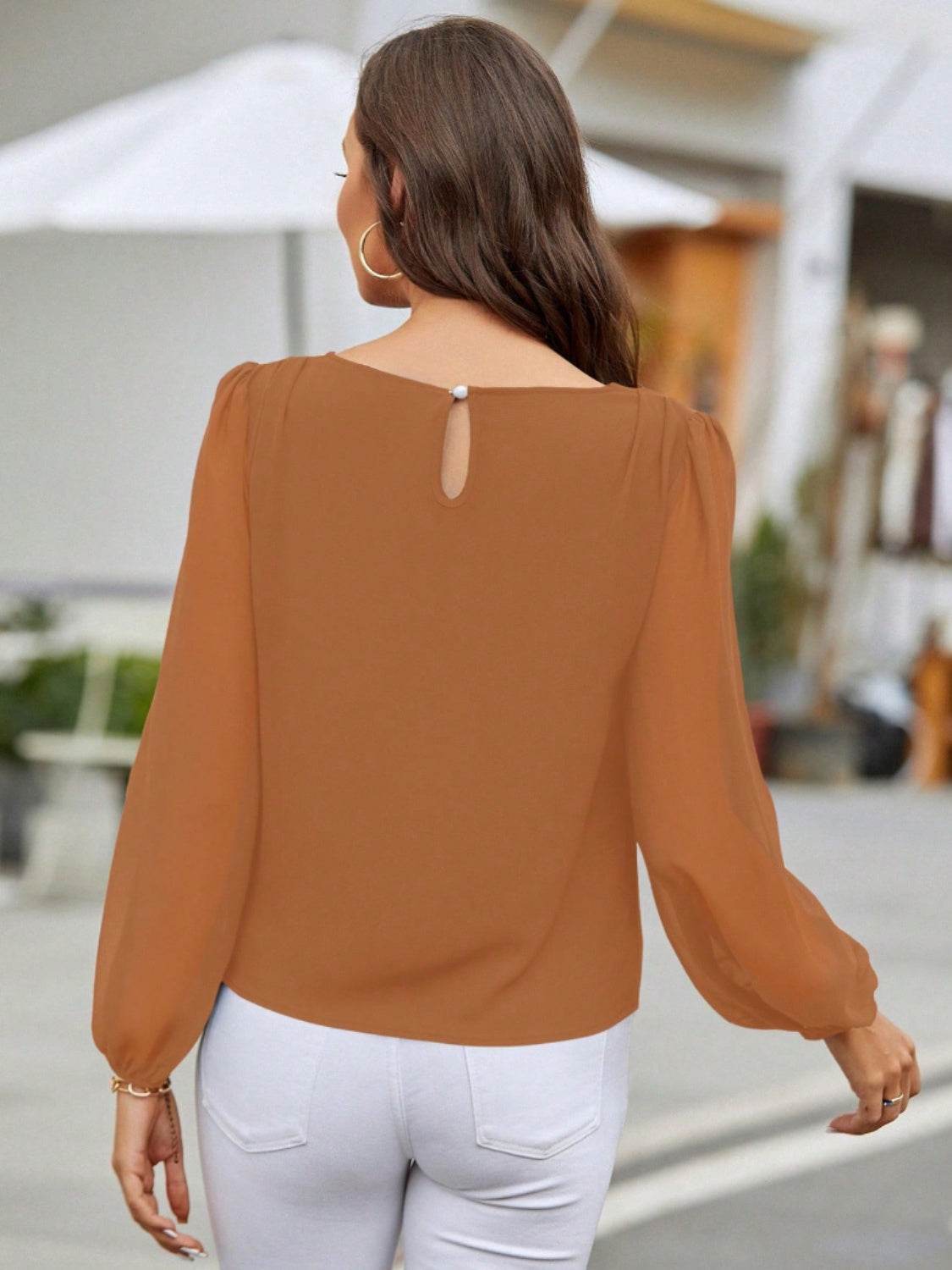 Classic Balloon Long Sleeve Blouse - MARIGOLD 