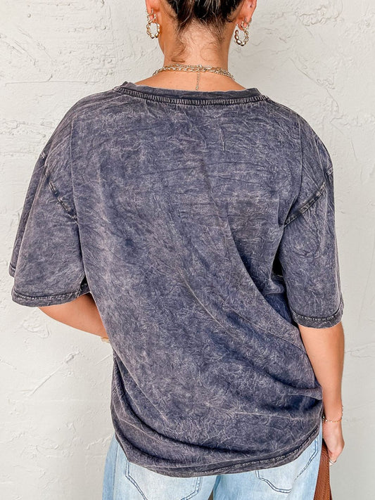 TEXAS Steer Head Graphic Mineral Wash Oversized T-Shirt - MARIGOLD 