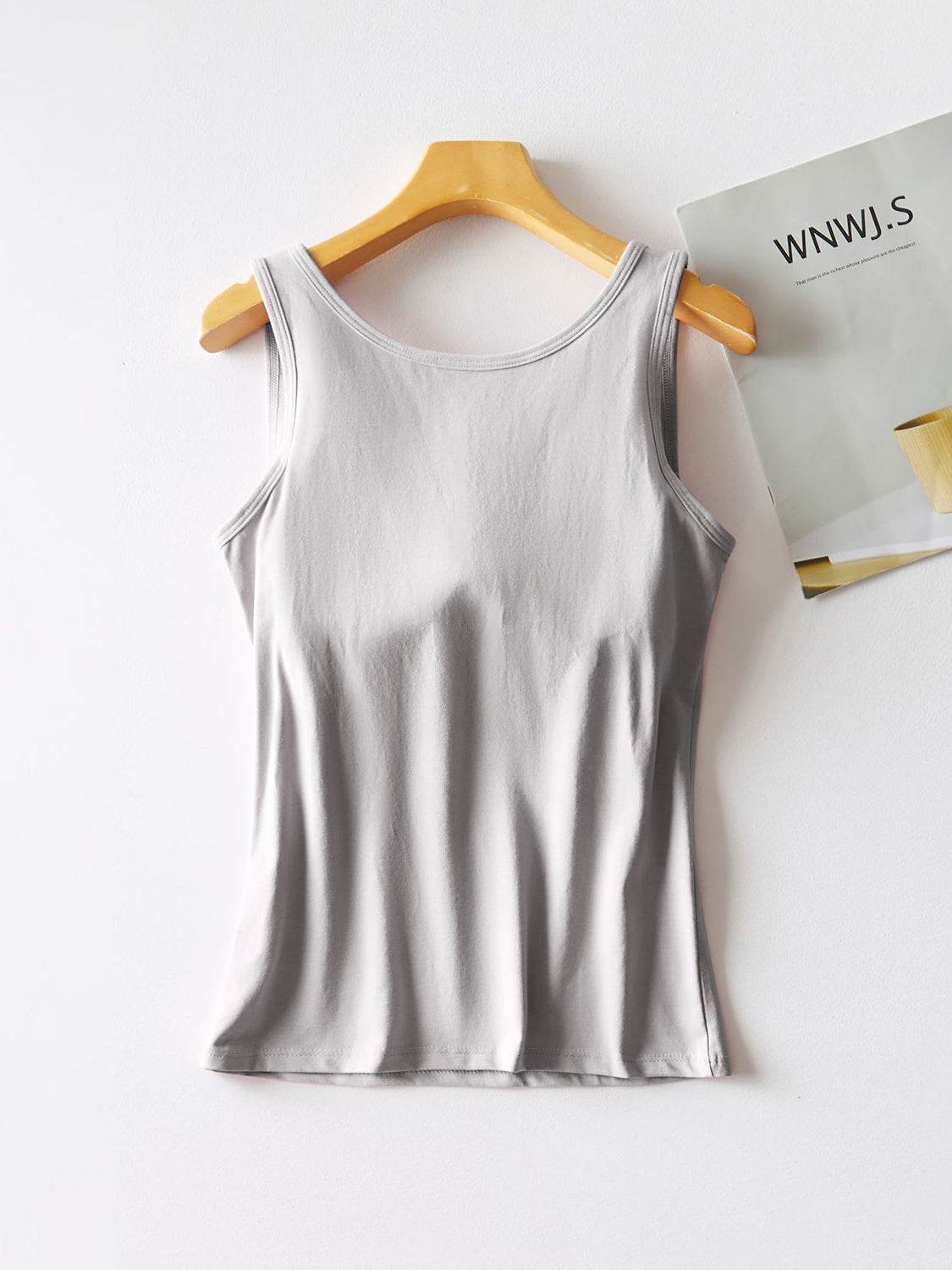 Cotton Comfort Tank with Built-In Support Bra - MARIGOLD 