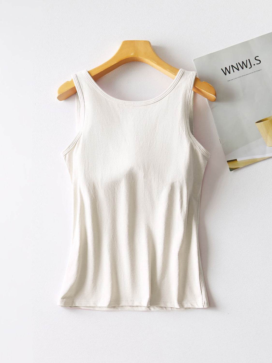 Cotton Comfort Tank with Built-In Support Bra - MARIGOLD 