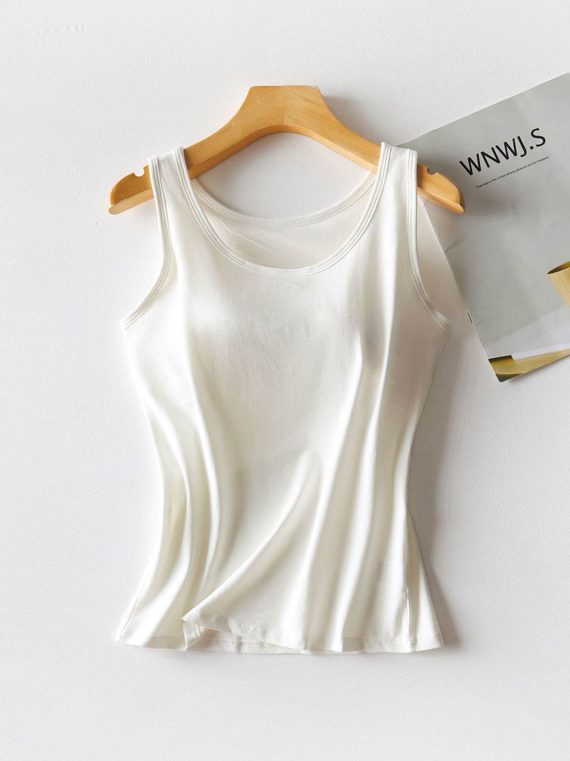 Cotton Comfort Tank with Built-In Support Bra - MARIGOLD 
