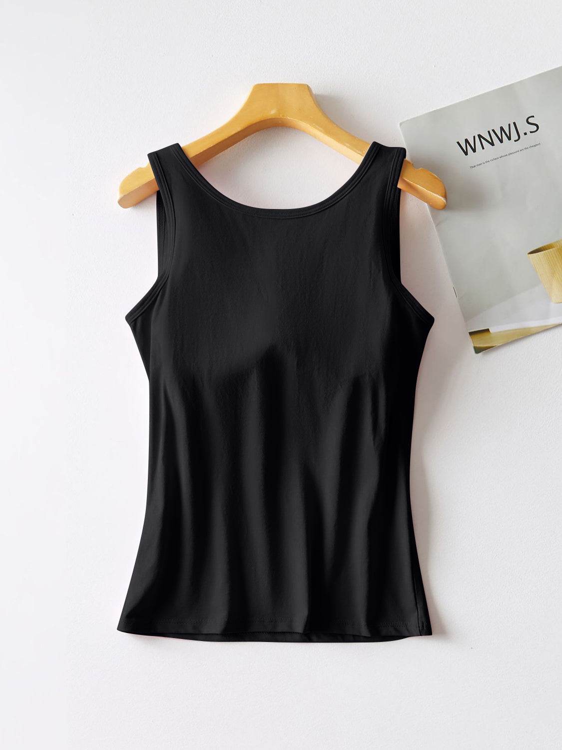Cotton Comfort Tank with Built-In Support Bra - MARIGOLD 