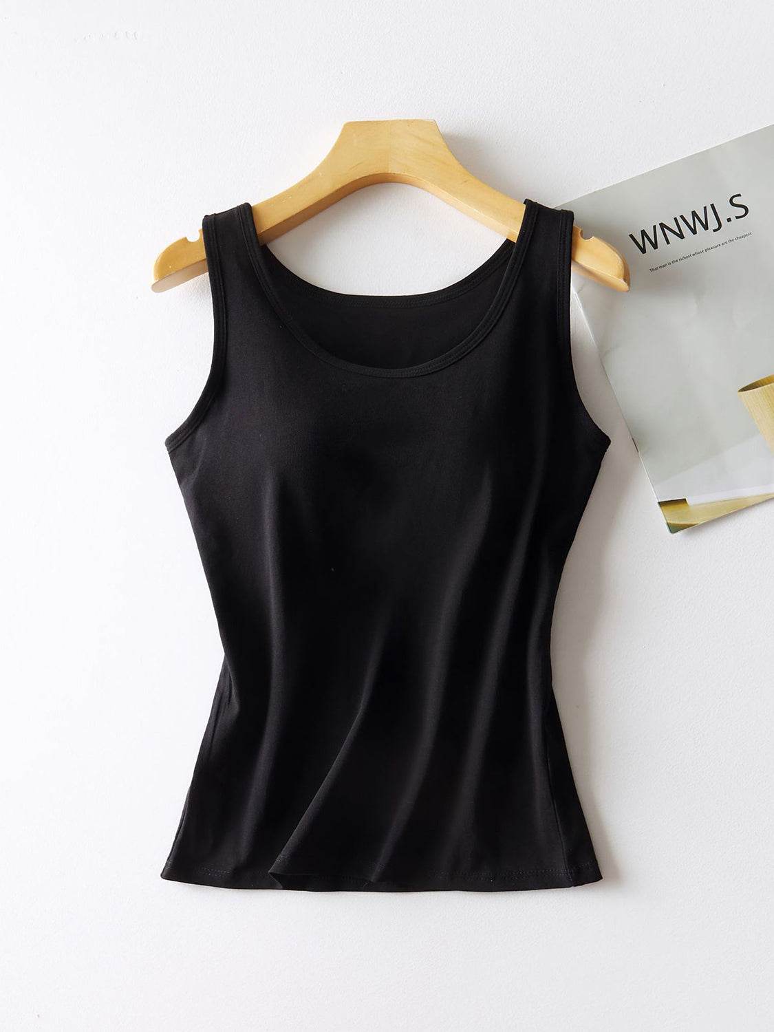 Cotton Comfort Tank with Built-In Support Bra - MARIGOLD 