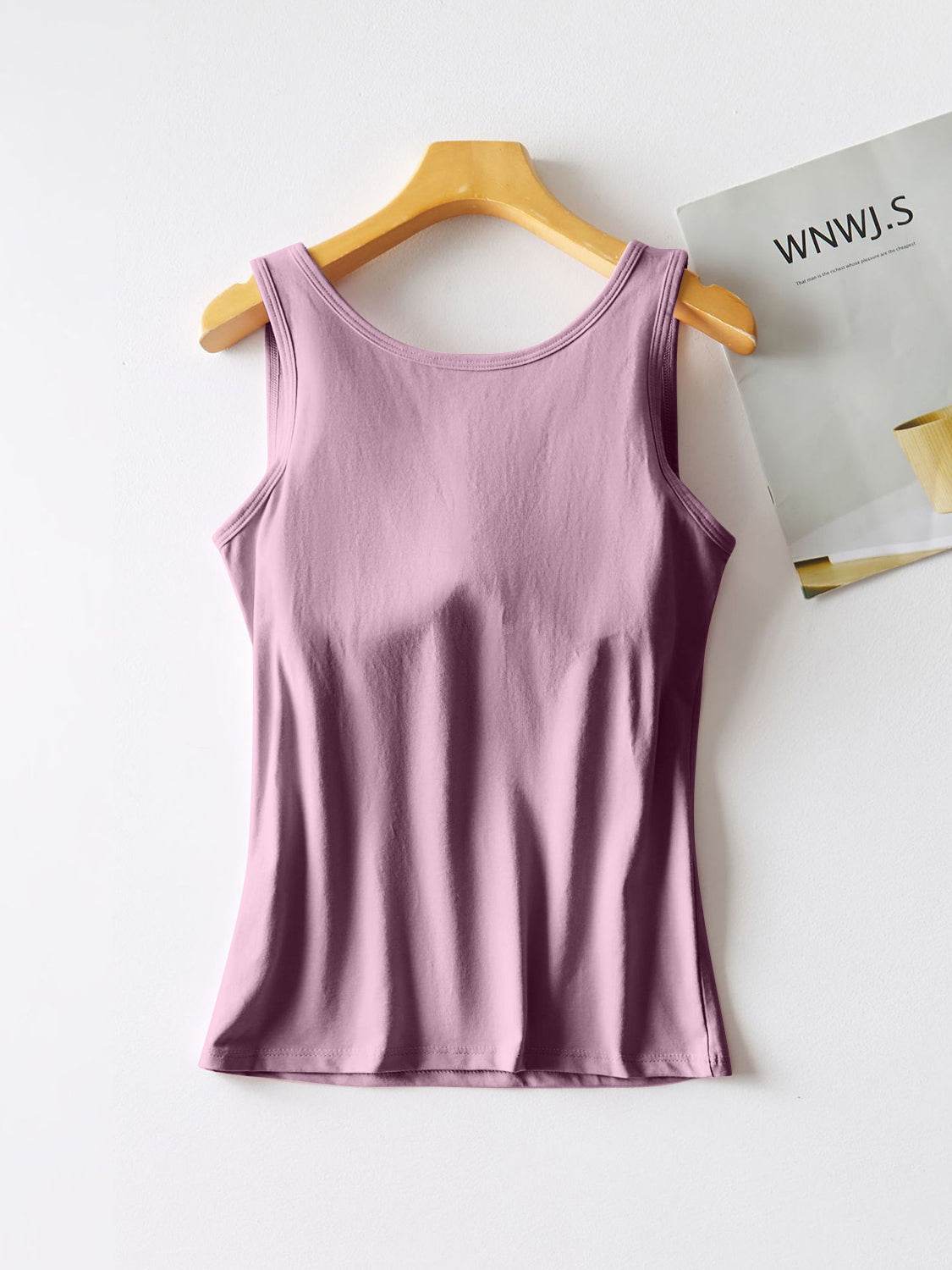 Cotton Comfort Tank with Built-In Support Bra - MARIGOLD 
