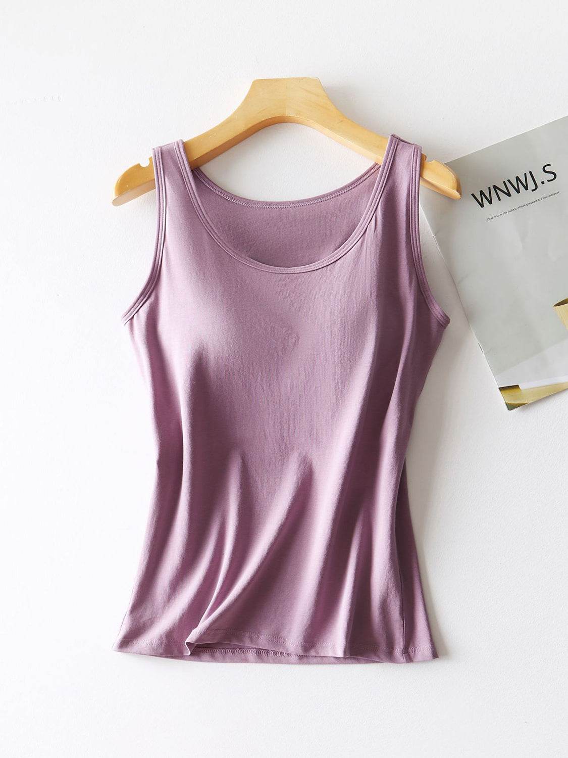 Cotton Comfort Tank with Built-In Support Bra - MARIGOLD 