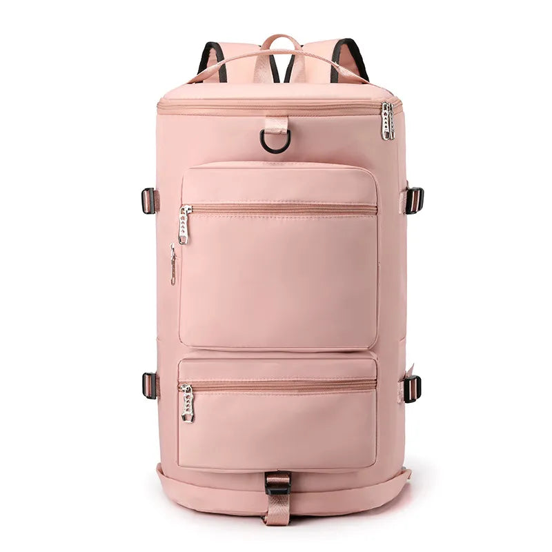 pink Multi Pocket Travel Backpack Bag 1